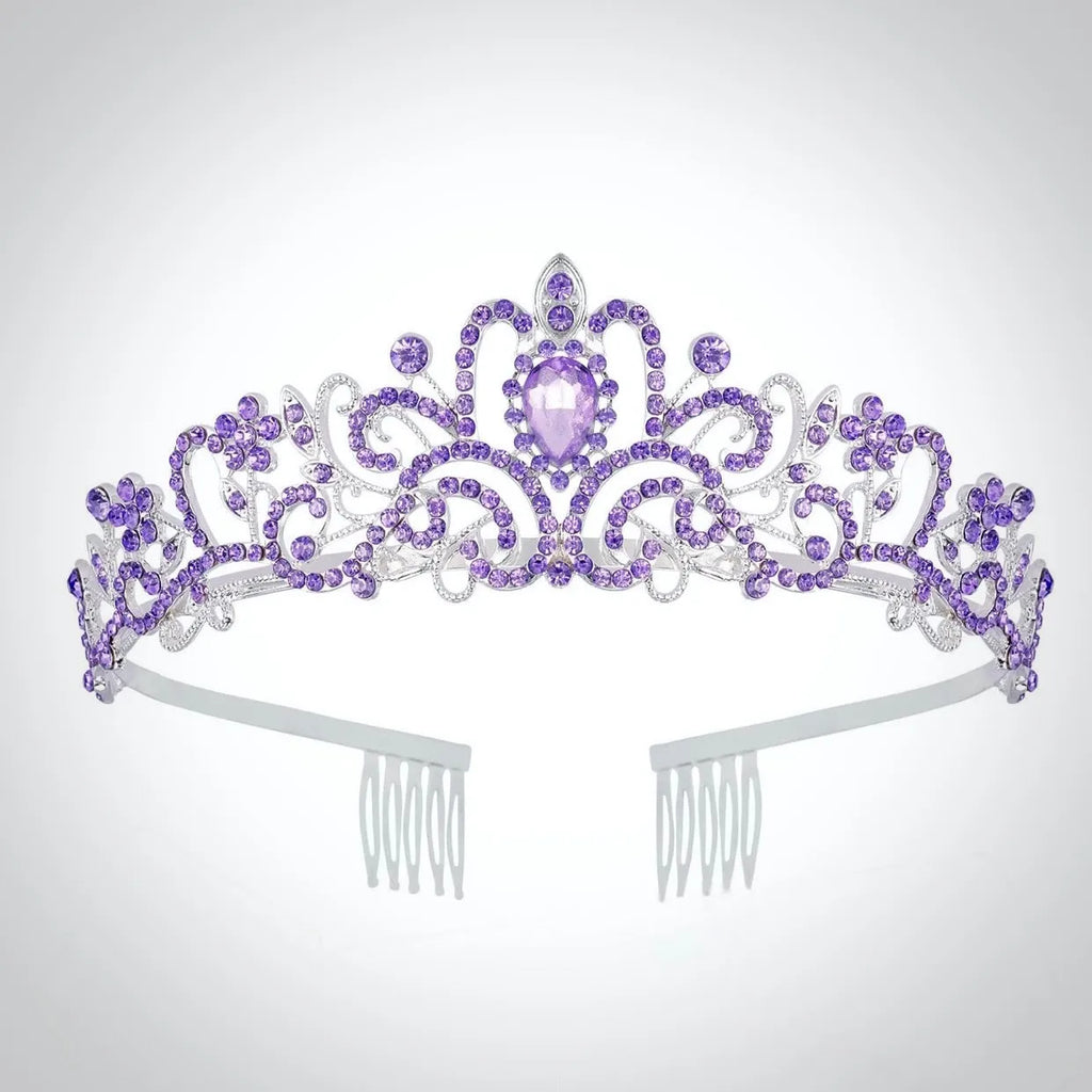 Lavender Crystal Bridal Tiara – Purple Wedding Crown