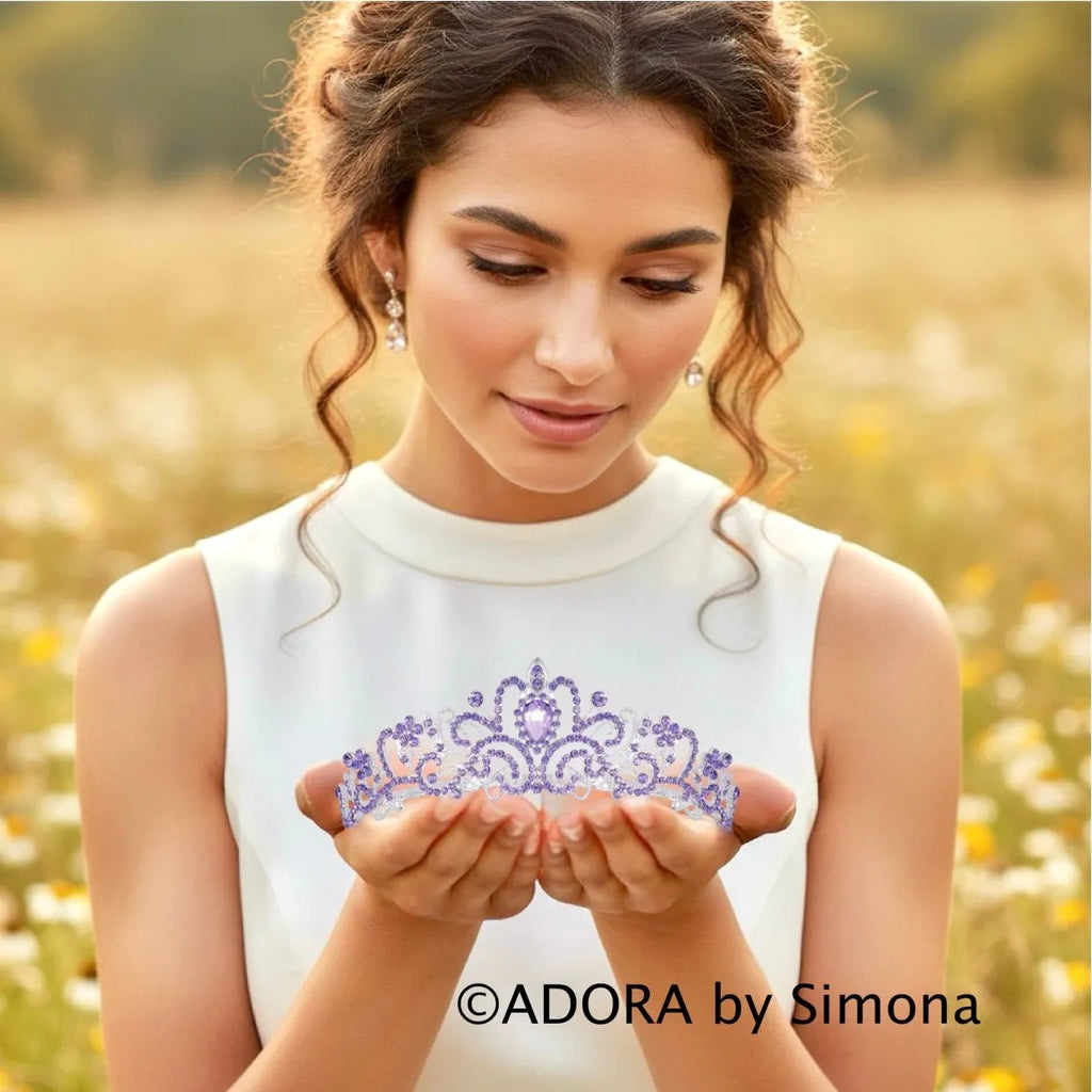 Lavender Crystal Bridal Tiara – Purple Wedding Crown