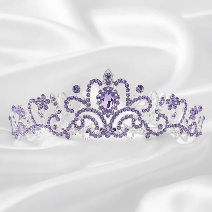 Lavender Crystal Bridal Tiara – Purple Wedding Crown | ADORA  display picture 3