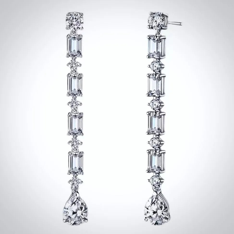 "Brynlee" - Silver Cubic Zirconia Bridal Earrings