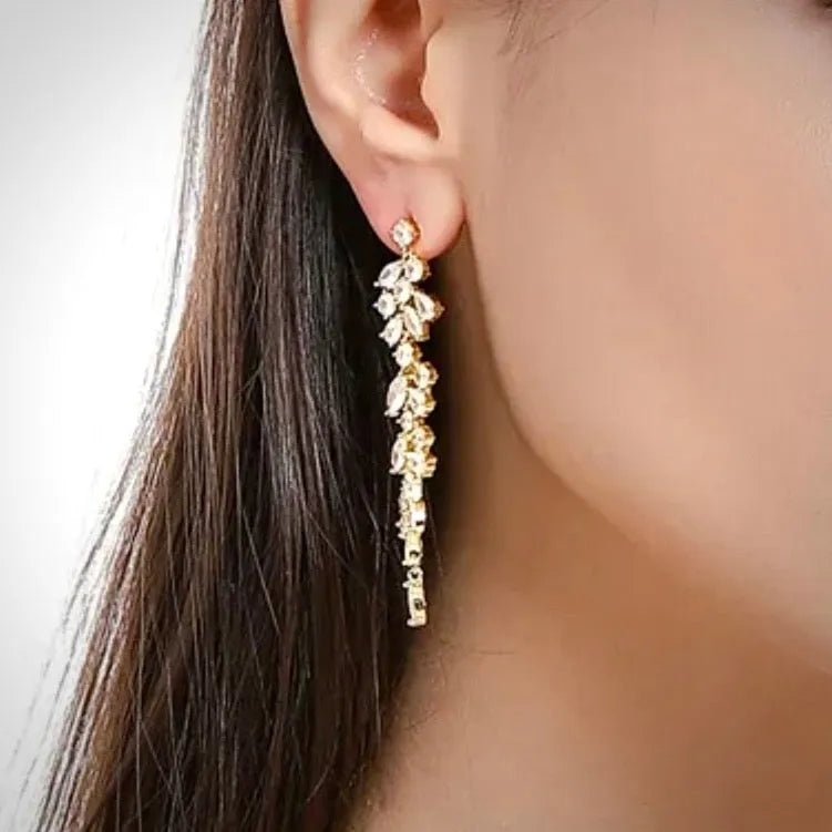 Wedding Jewelry - Cubic Zirconia Bridal Earrings - Available in Silver, Rose Gold and Yellow Gold