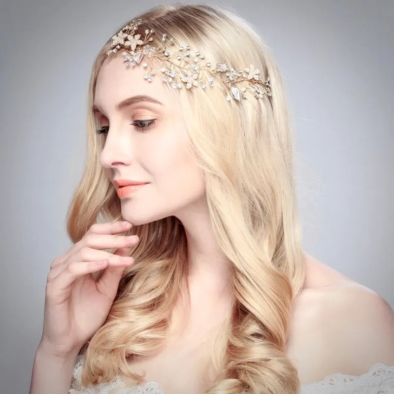 Wedding Hair Accessories - Pearl and Crystal Bridal Long Hair Vine - Available in Silver, Rose Gold and Yellow Gold