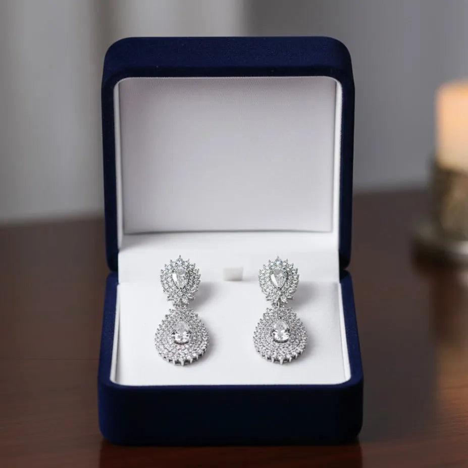 Luxurious CZ Bridal Drop Earrings | Elegant Wedding Jewelry