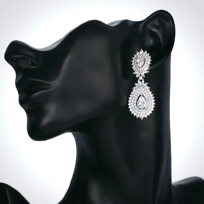 Luxurious CZ Bridal Drop Earrings | Elegant Wedding Jewelry