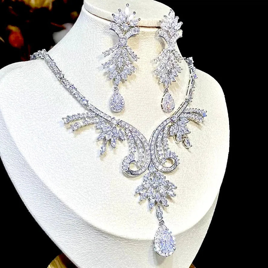 Wedding Jewelry - Luxury Silver Cubic Zirconia Bridal Jewelry Set