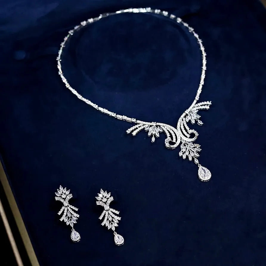 Wedding Jewelry - Luxury Silver Cubic Zirconia Bridal Jewelry Set
