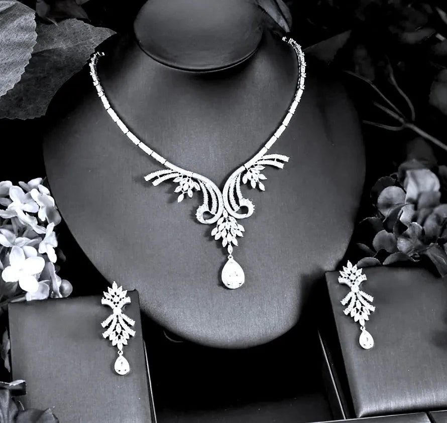 Wedding Jewelry - Luxury Silver Cubic Zirconia Bridal Jewelry Set