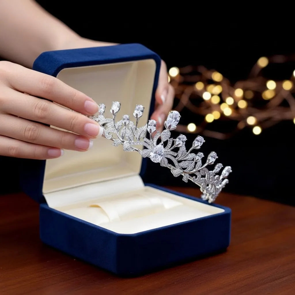 Wedding Hair Accessories - Silver Cubic Zirconia Bridal Tiara