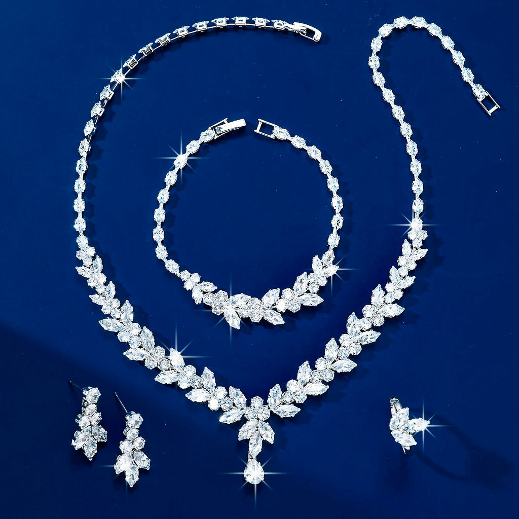 4-Piece CZ Bridal Jewelry Set | Luxurious Wedding Jewelry 