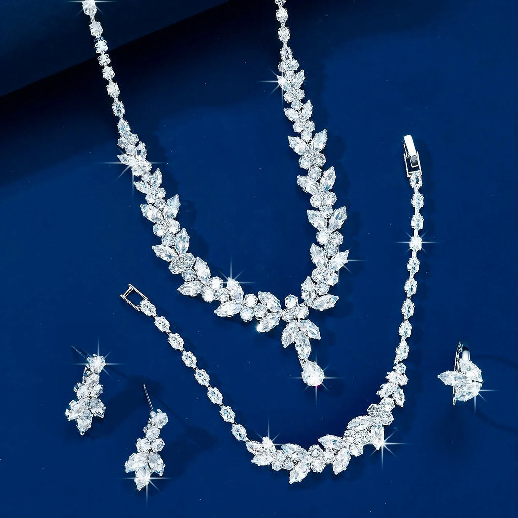 4-Piece CZ Bridal Jewelry Set | Luxurious Wedding Jewelry 