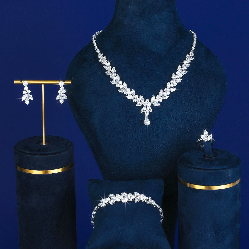 4-Piece CZ Bridal Jewelry Set | Luxurious Wedding Jewelry 