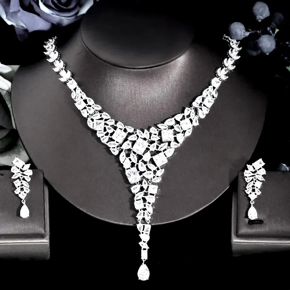 Wedding Jewelry - Luxury Silver Cubic Zirconia Bridal Jewelry Set