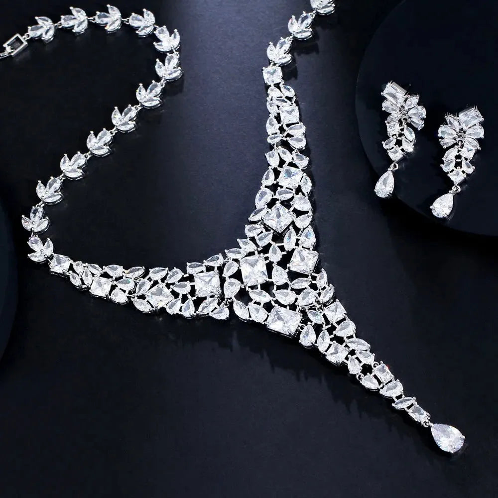 Wedding Jewelry - Luxury Silver Cubic Zirconia Bridal Jewelry Set