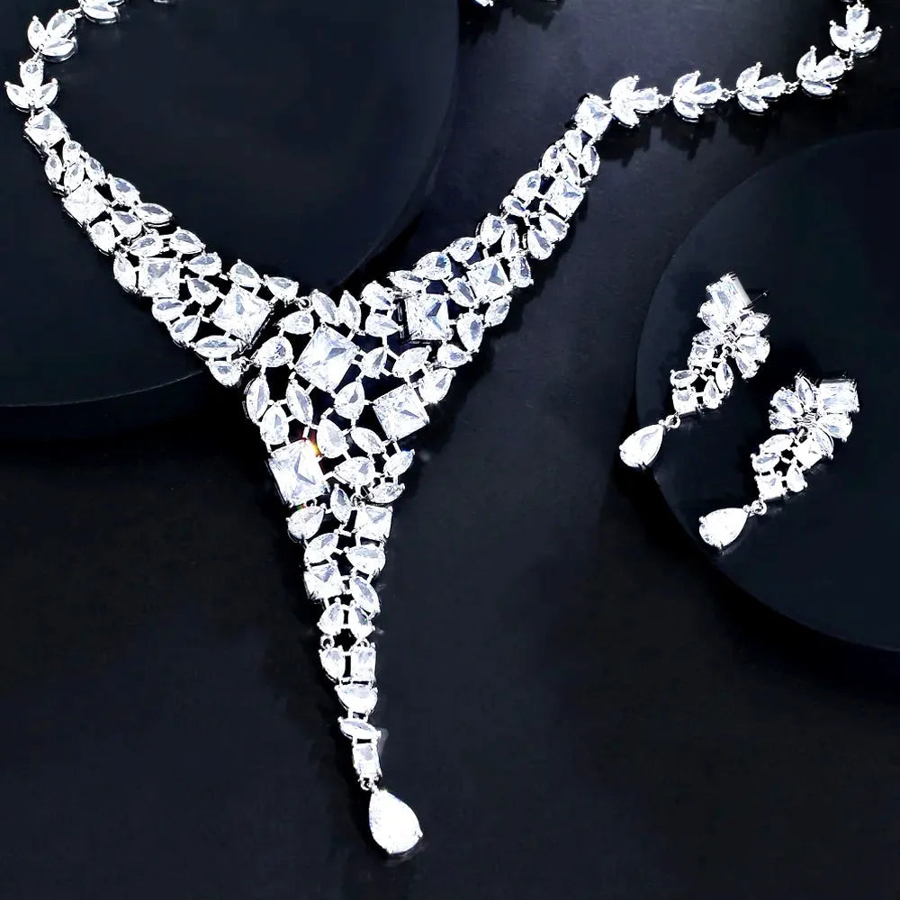 Wedding Jewelry - Luxury Silver Cubic Zirconia Bridal Jewelry Set