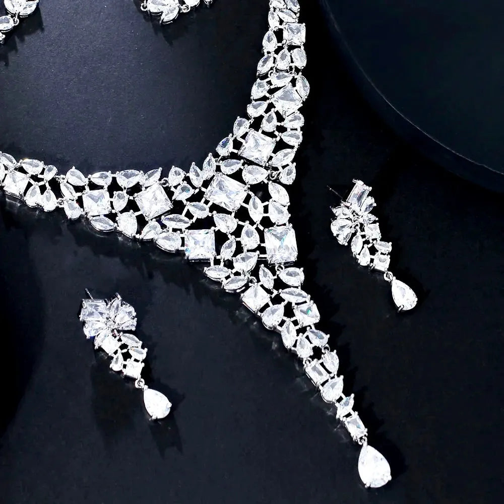 Wedding Jewelry - Luxury Silver Cubic Zirconia Bridal Jewelry Set