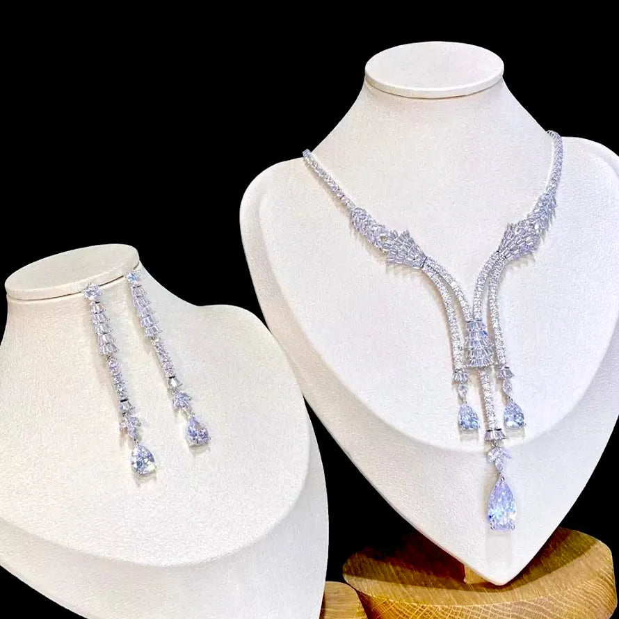 Wedding Jewelry - Luxury Silver Cubic Zirconia Bridal Jewelry Set
