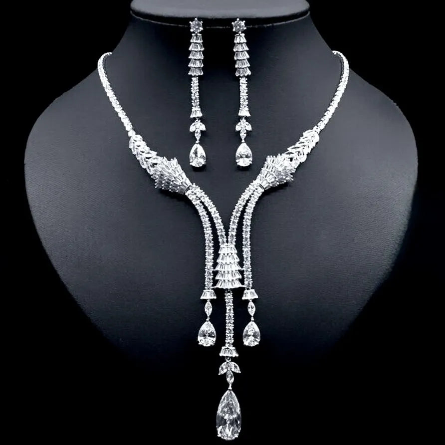 Wedding Jewelry - Luxury Silver Cubic Zirconia Bridal Jewelry Set