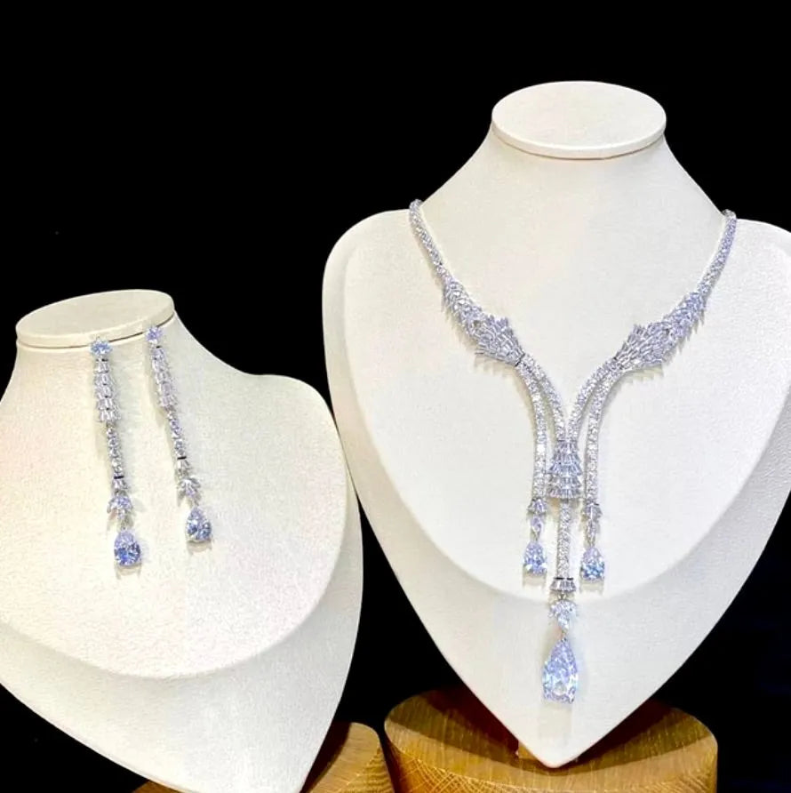 Wedding Jewelry - Luxury Silver Cubic Zirconia Bridal Jewelry Set