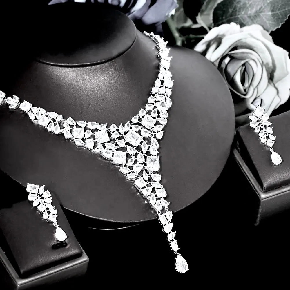 Wedding Jewelry - Luxury Silver Cubic Zirconia Bridal Jewelry Set