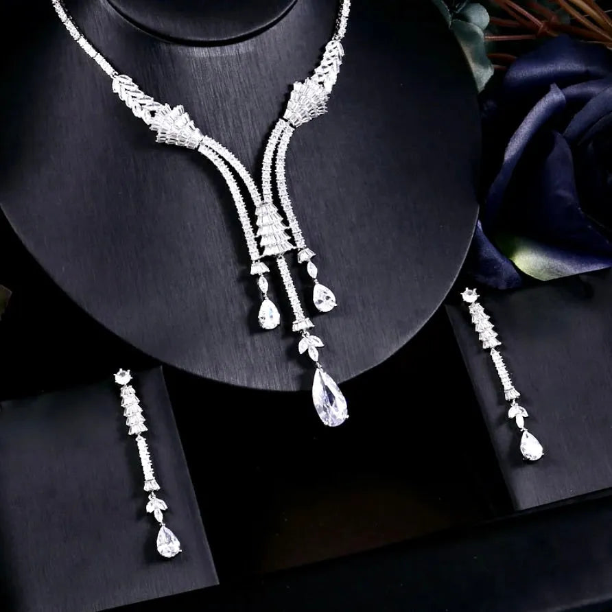 Wedding Jewelry - Luxury Silver Cubic Zirconia Bridal Jewelry Set