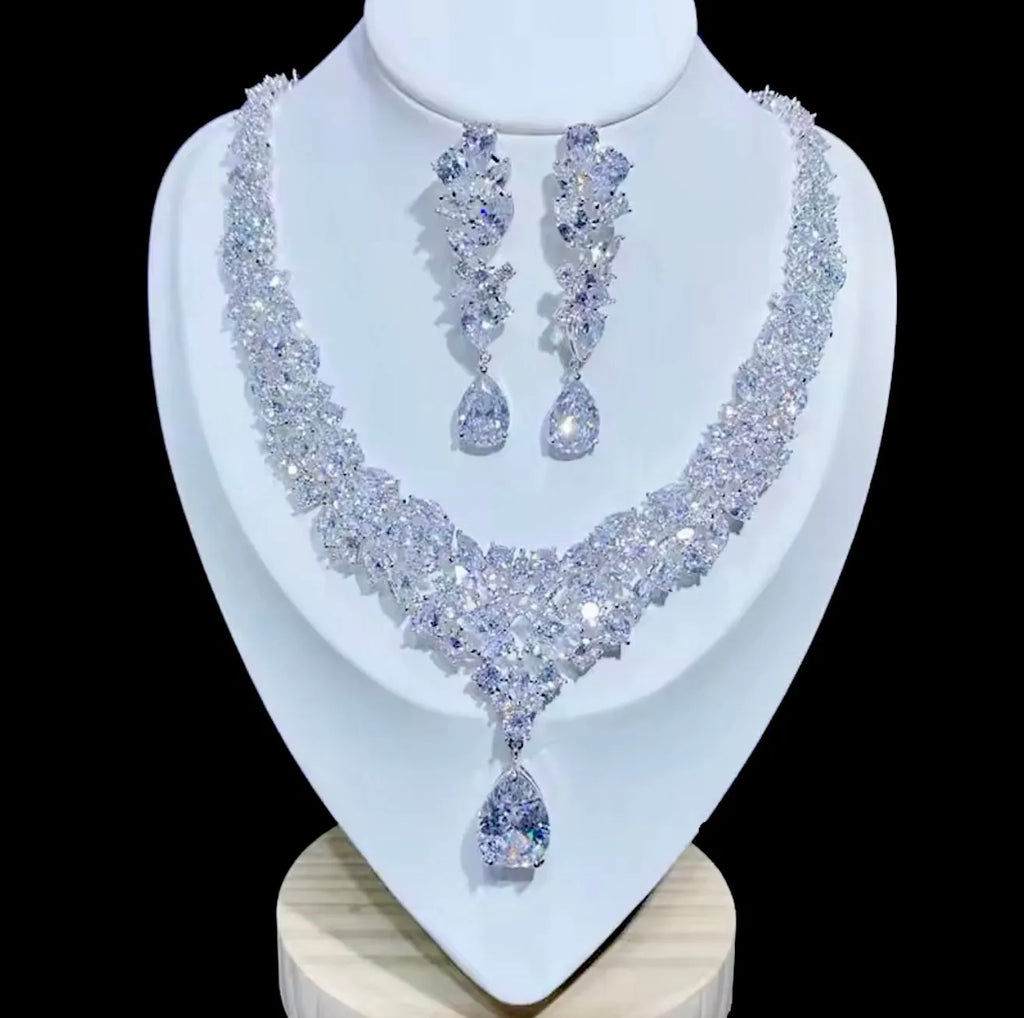 Wedding Jewelry - Luxury 3-Piece Cubic Zirconia Bridal Jewelry Set