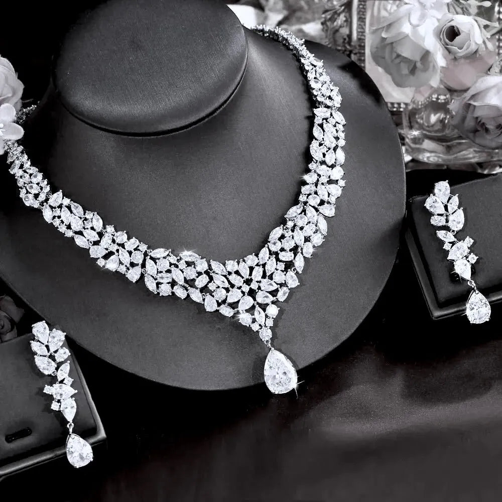 Wedding Jewelry - Luxury 3-Piece Cubic Zirconia Bridal Jewelry Set