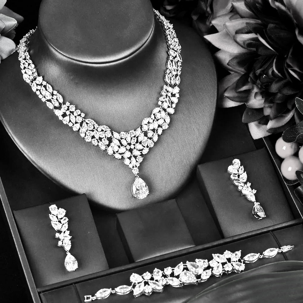 Wedding Jewelry - Luxury 3-Piece Cubic Zirconia Bridal Jewelry Set
