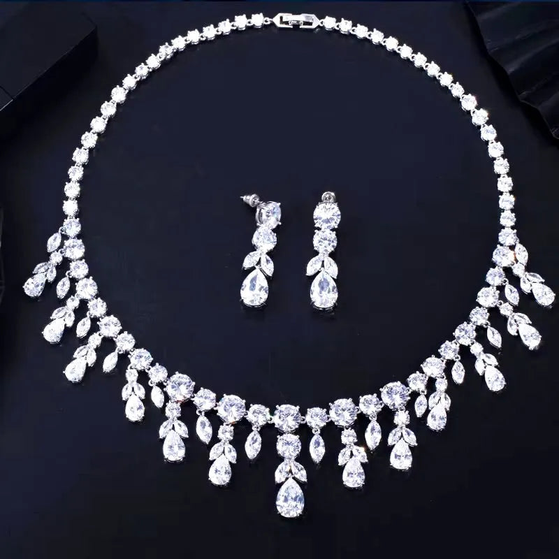 Wedding Jewelry - Luxury 3-Piece Silver CZ Bridal Jewelry Set