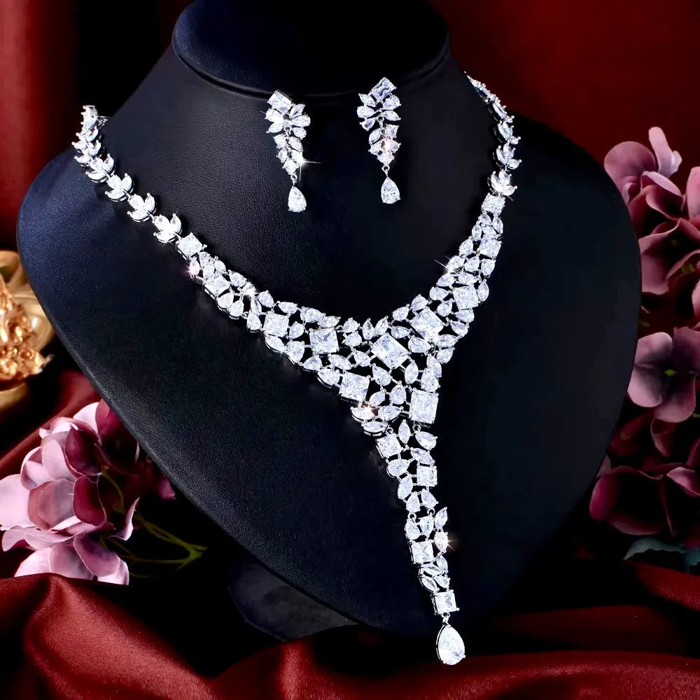 Wedding Jewelry - Luxury Silver Cubic Zirconia Bridal Jewelry Set