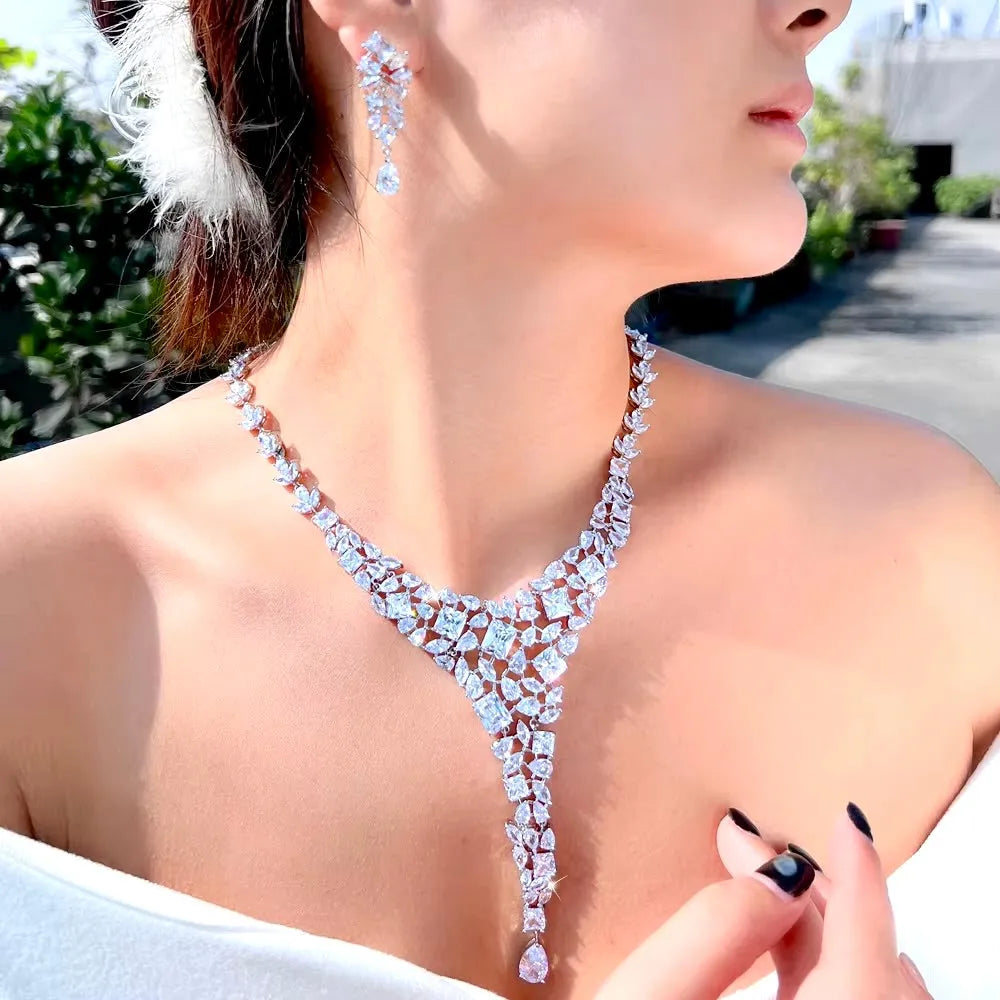 Wedding Jewelry - Luxury Silver Cubic Zirconia Bridal Jewelry Set