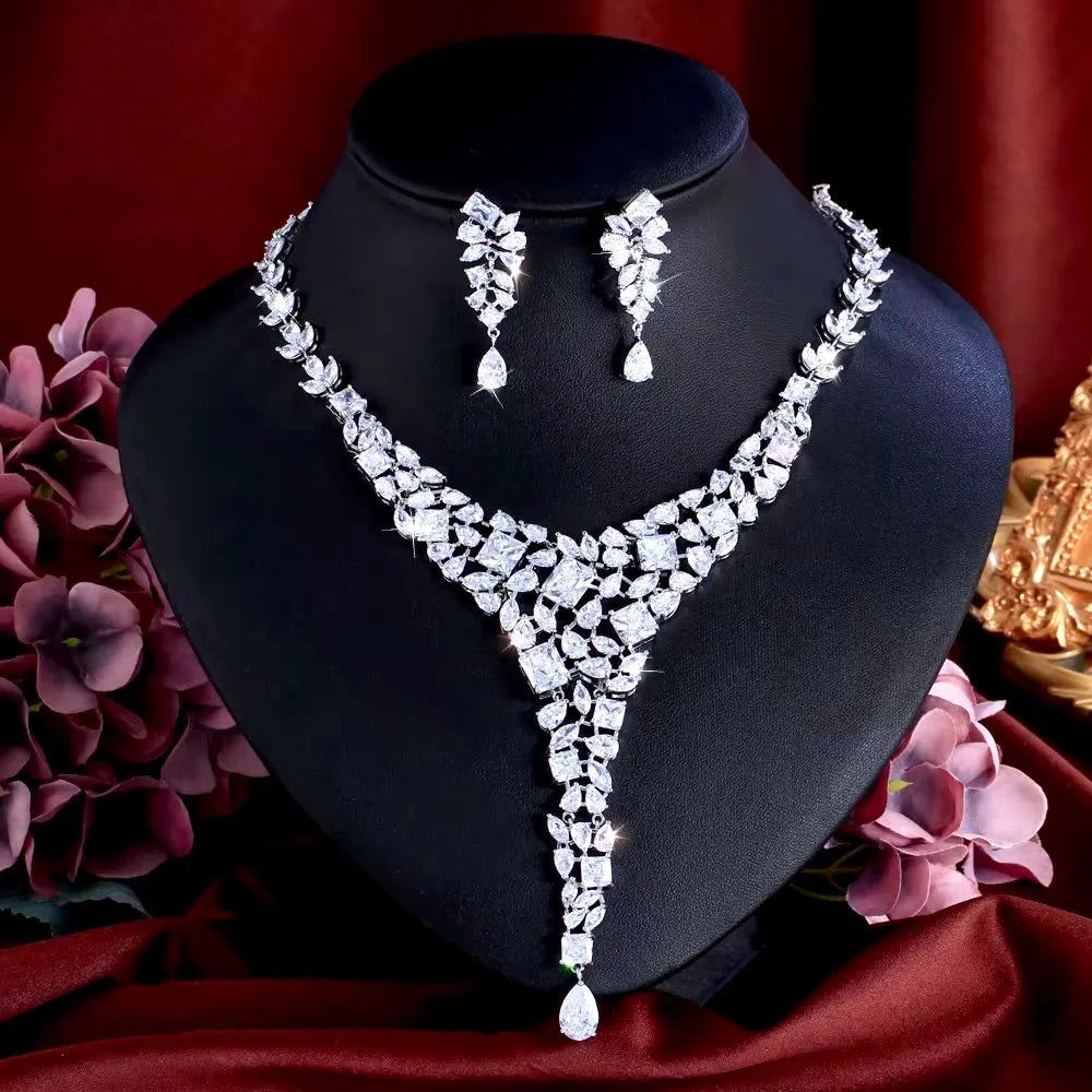 Wedding Jewelry - Luxury Silver Cubic Zirconia Bridal Jewelry Set