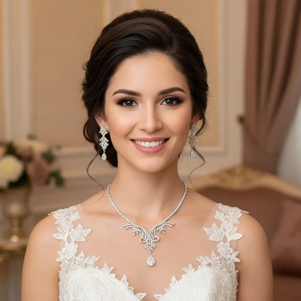 Wedding Jewelry - Luxury Silver Cubic Zirconia Bridal Jewelry Set