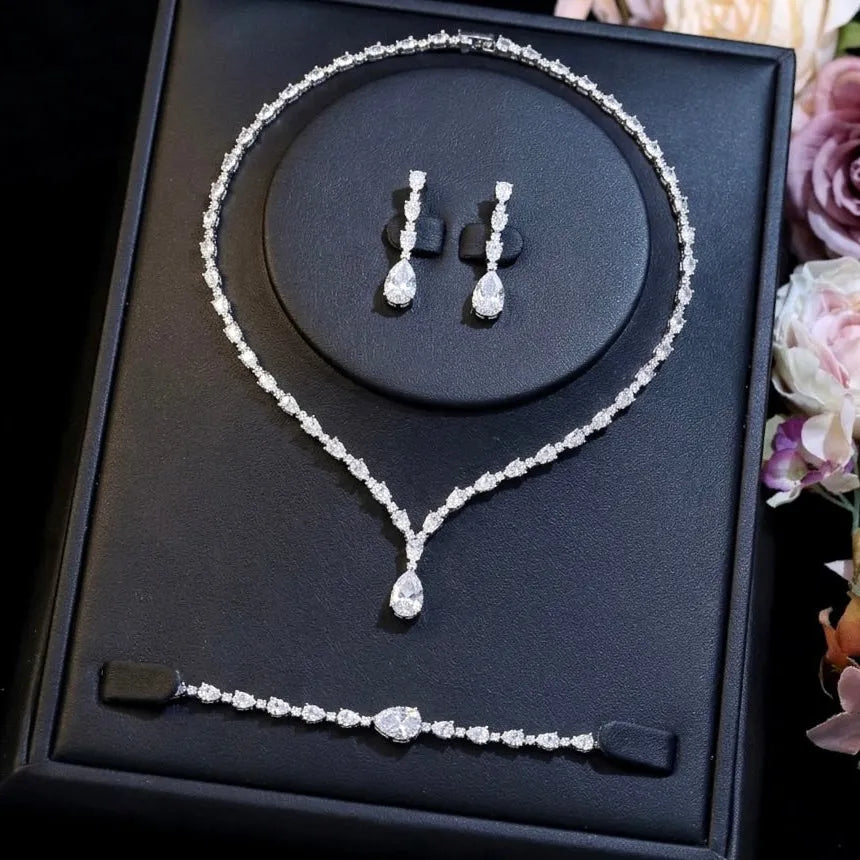 Silver Cubic Zirconia 3-Piece Bridal Jewelry Set | ADORA by Simona