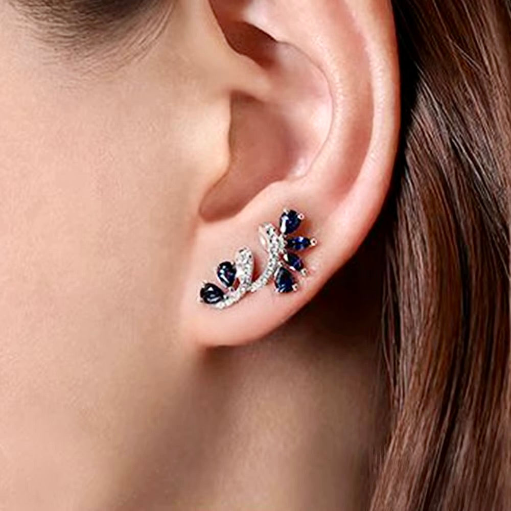 Dori - Blue Cubic Zirconia Bridal Stud Earrings