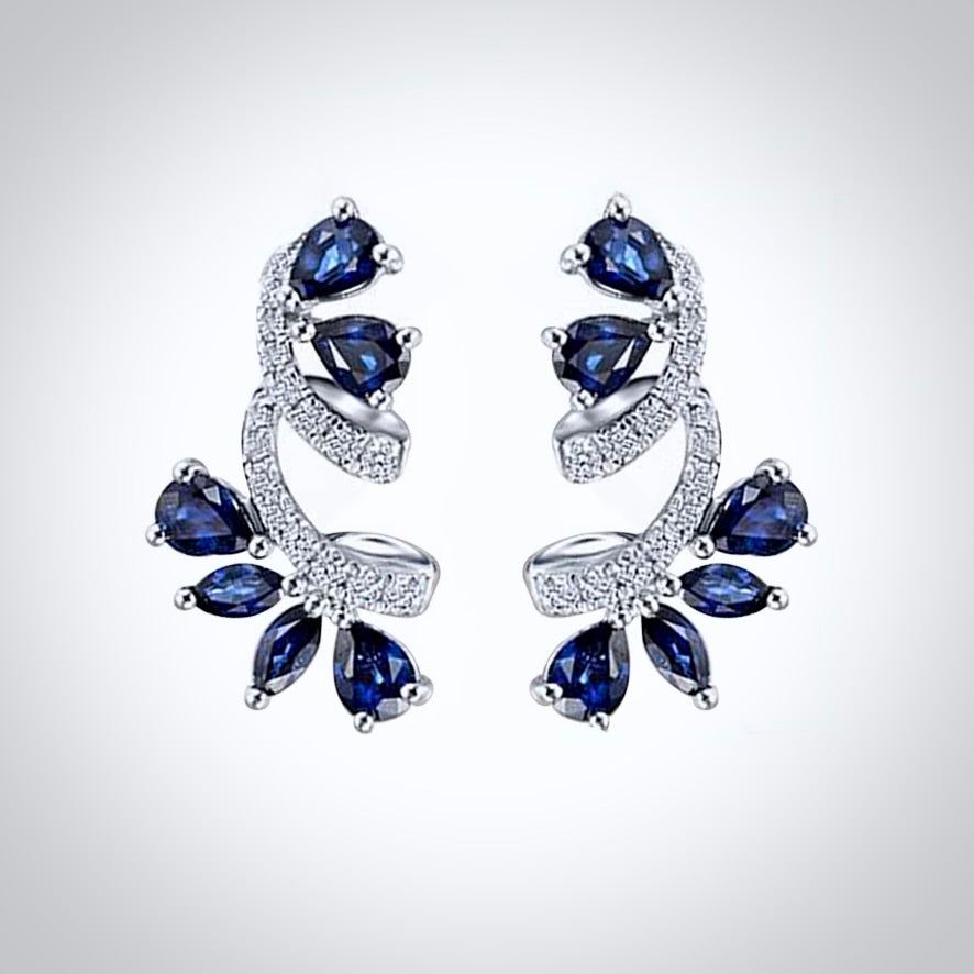 Dori - Blue Cubic Zirconia Bridal Stud Earrings