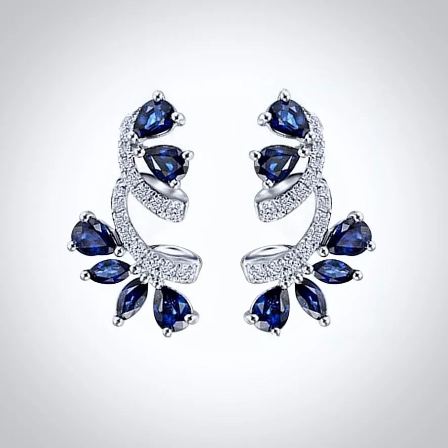 Dori - Blue Cubic Zirconia Bridal Stud Earrings