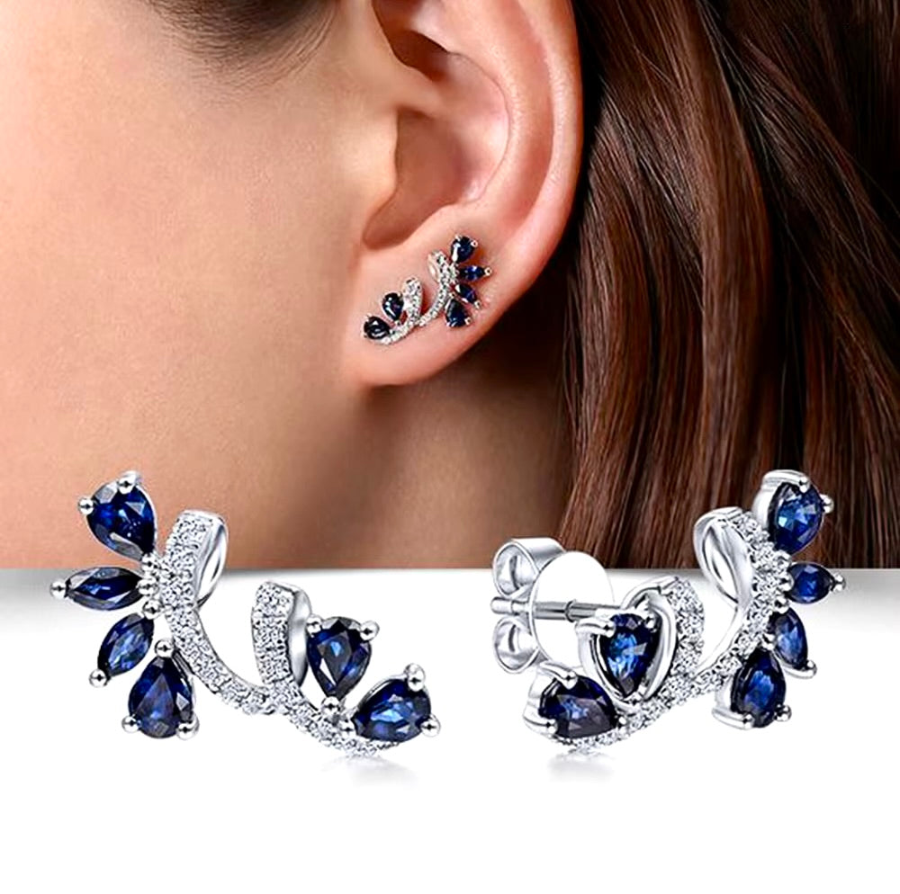 Dori - Blue Cubic Zirconia Bridal Stud Earrings