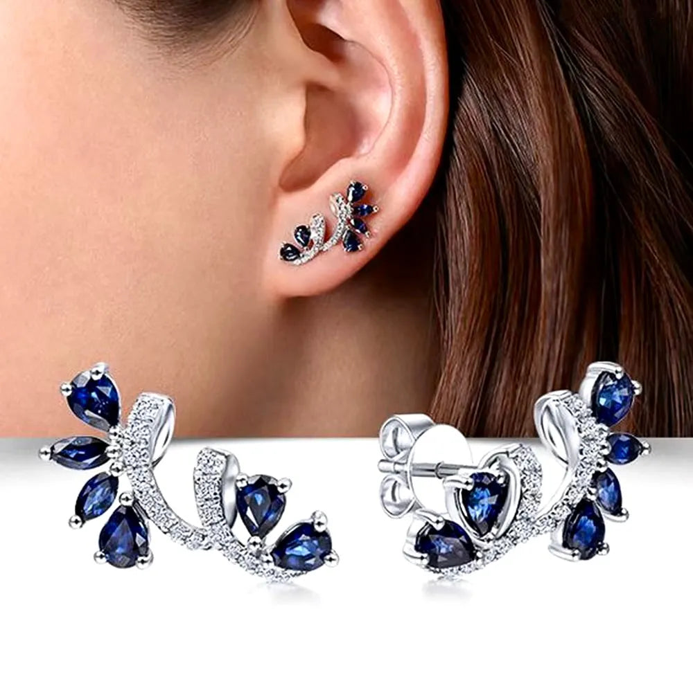 Dori - Blue Cubic Zirconia Bridal Stud Earrings