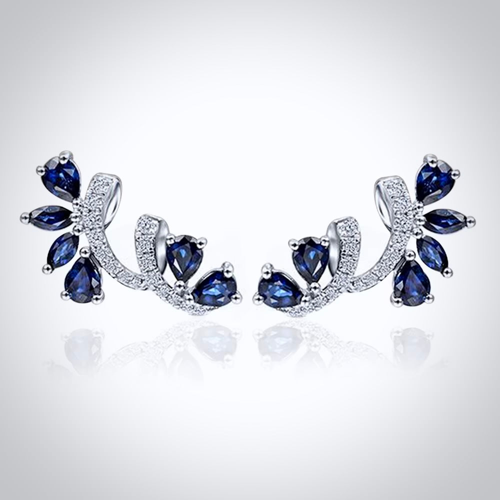 Dori - Blue Cubic Zirconia Bridal Stud Earrings