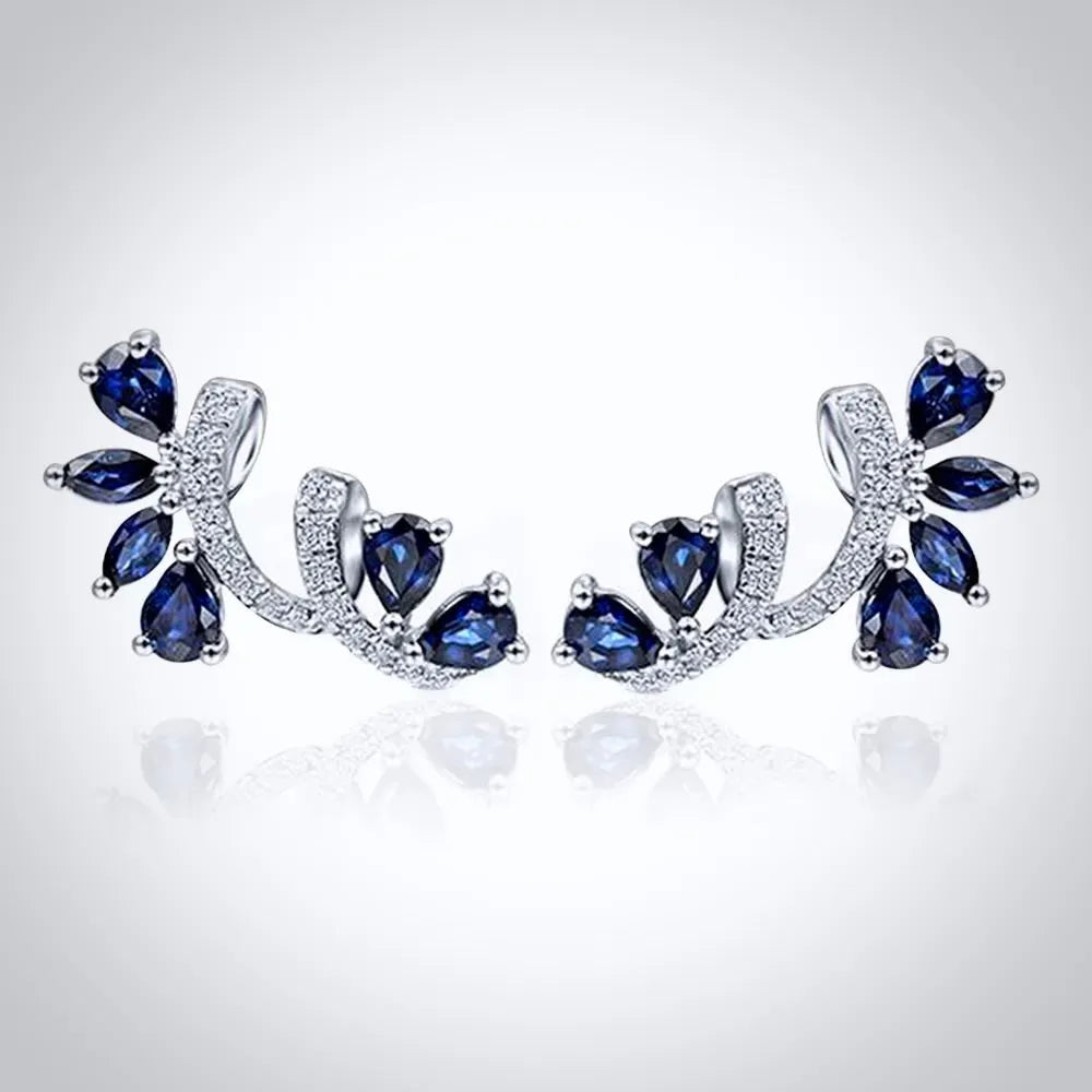 Dori - Blue Cubic Zirconia Bridal Stud Earrings