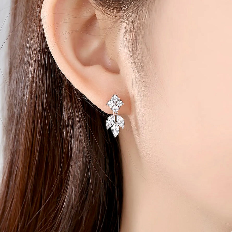 Wedding Jewelry - Minimalist Cubic Zirconia Bridal Earrings