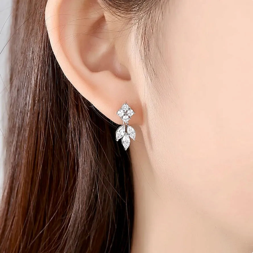 Wedding Jewelry - Minimalist Cubic Zirconia Bridal Earrings