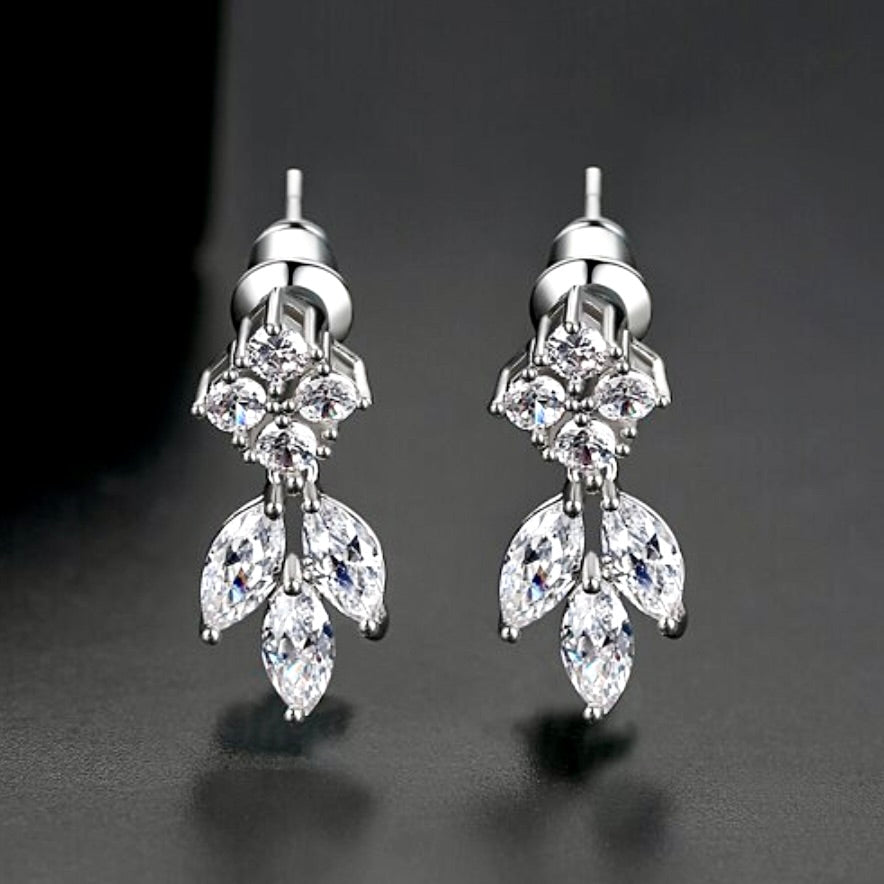 Wedding Jewelry - Minimalist Cubic Zirconia Bridal Earrings