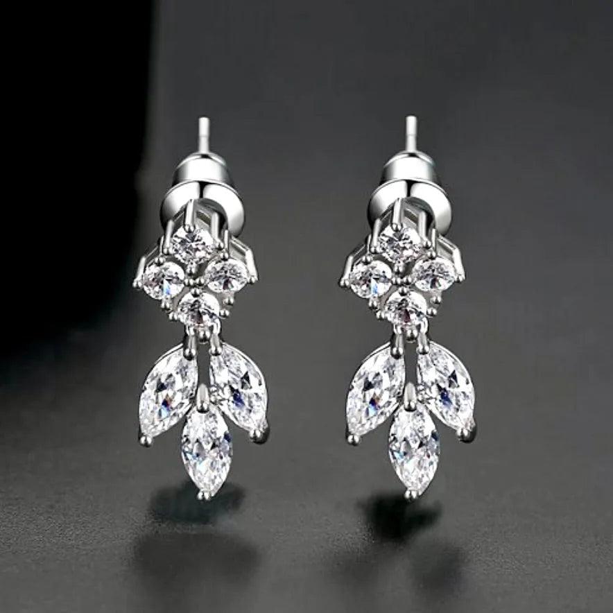 Wedding Jewelry - Minimalist Cubic Zirconia Bridal Earrings