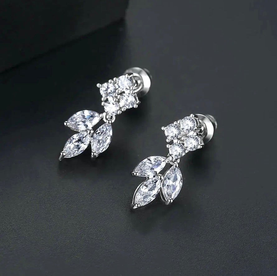 Wedding Jewelry - Minimalist Cubic Zirconia Bridal Earrings