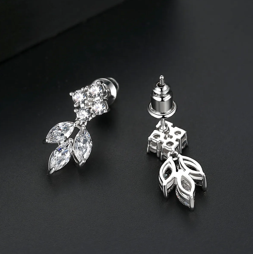 Wedding Jewelry - Minimalist Cubic Zirconia Bridal Earrings