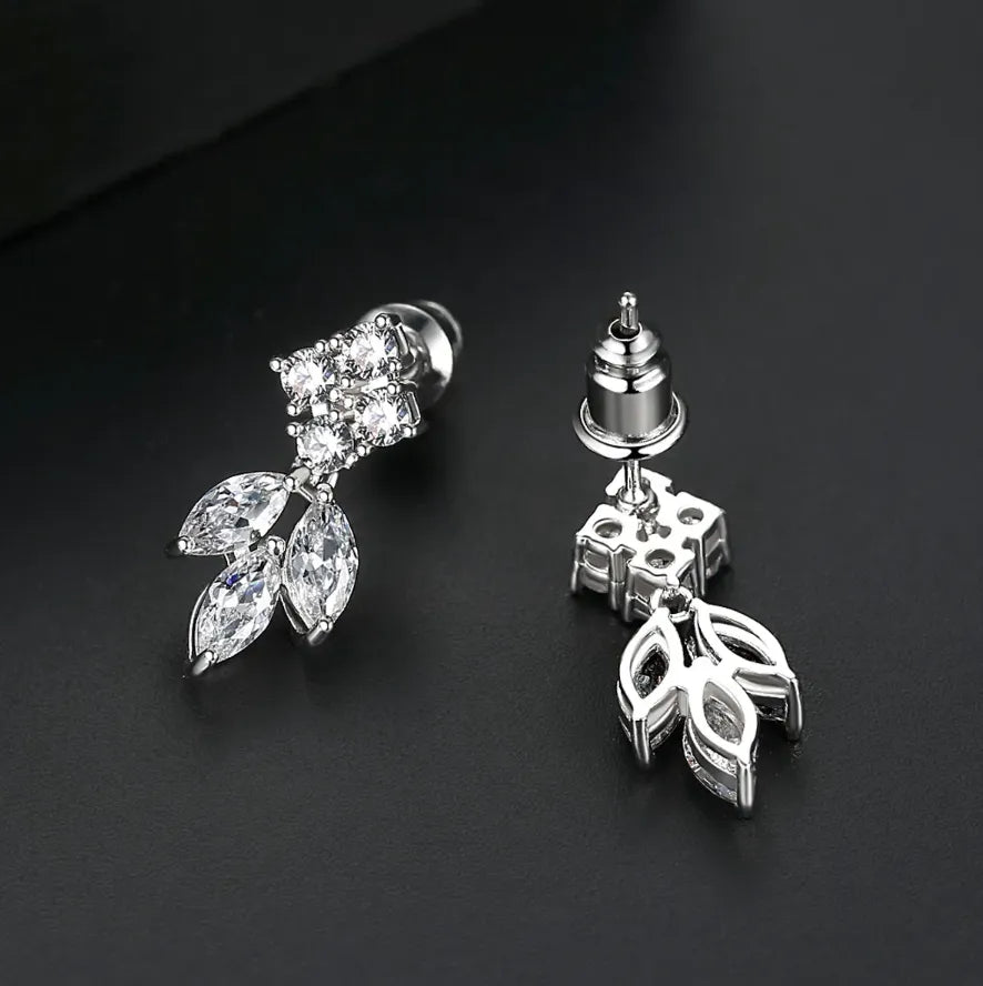 Wedding Jewelry - Minimalist Cubic Zirconia Bridal Earrings