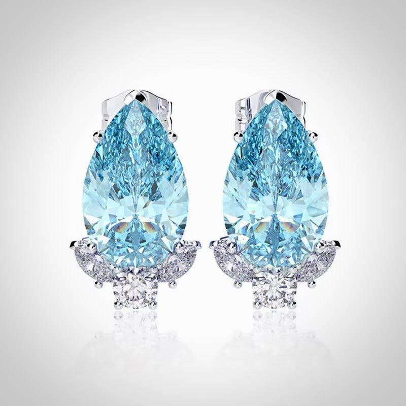 Wedding Jewelry | Minimalist CZ Bridal Stud Earrings - Blue, Pink & Aqua