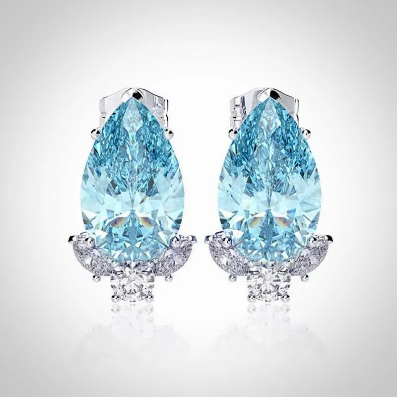Wedding Jewelry | Minimalist CZ Bridal Stud Earrings - Blue, Pink & Aqua