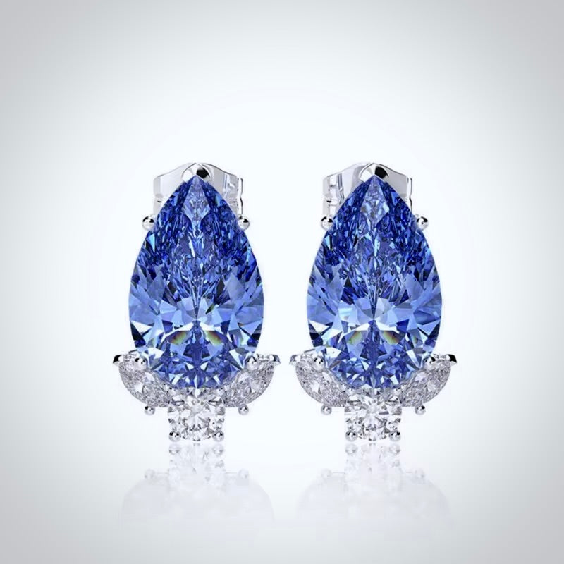 Wedding Jewelry | Minimalist CZ Bridal Stud Earrings - Blue, Pink & Aqua